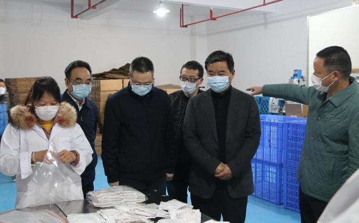 圖為何報翔副省長（右二）進行現(xiàn)場調(diào)研。