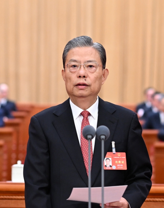 3月5日，第十四屆全國人民代表大會第二次會議在北京人民大會堂開幕。趙樂際主持開幕會。新華社記者 謝環(huán)馳 攝