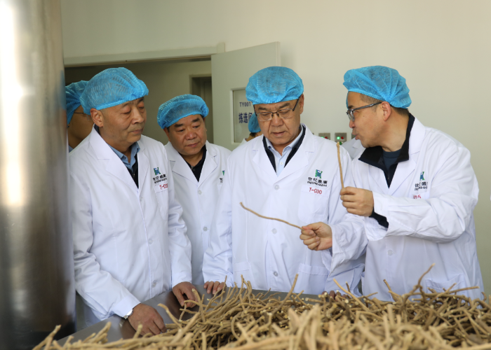 圖為調(diào)研組在一家中藥生產(chǎn)企業(yè)的前處理提取車間了解中藥注射劑智能化平臺建設(shè)情況。（楊喆 攝）